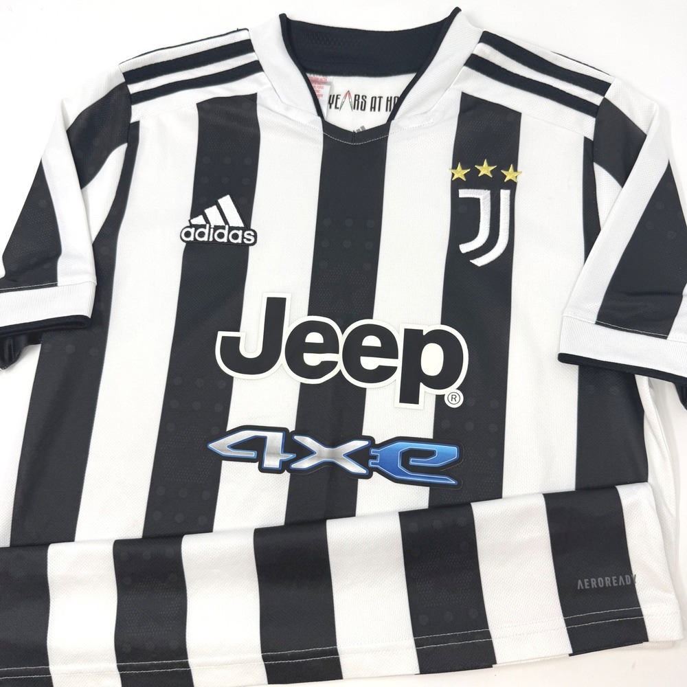 Adidas Juventus 2021-22 Home Jersey Youth Large 13-14Y White Striped Jeep 4xe